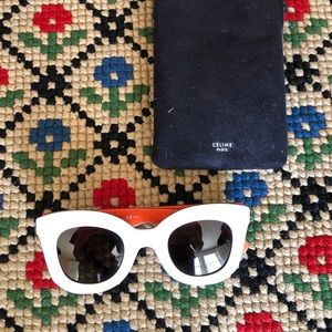 White and Orange Celine Sunglasses